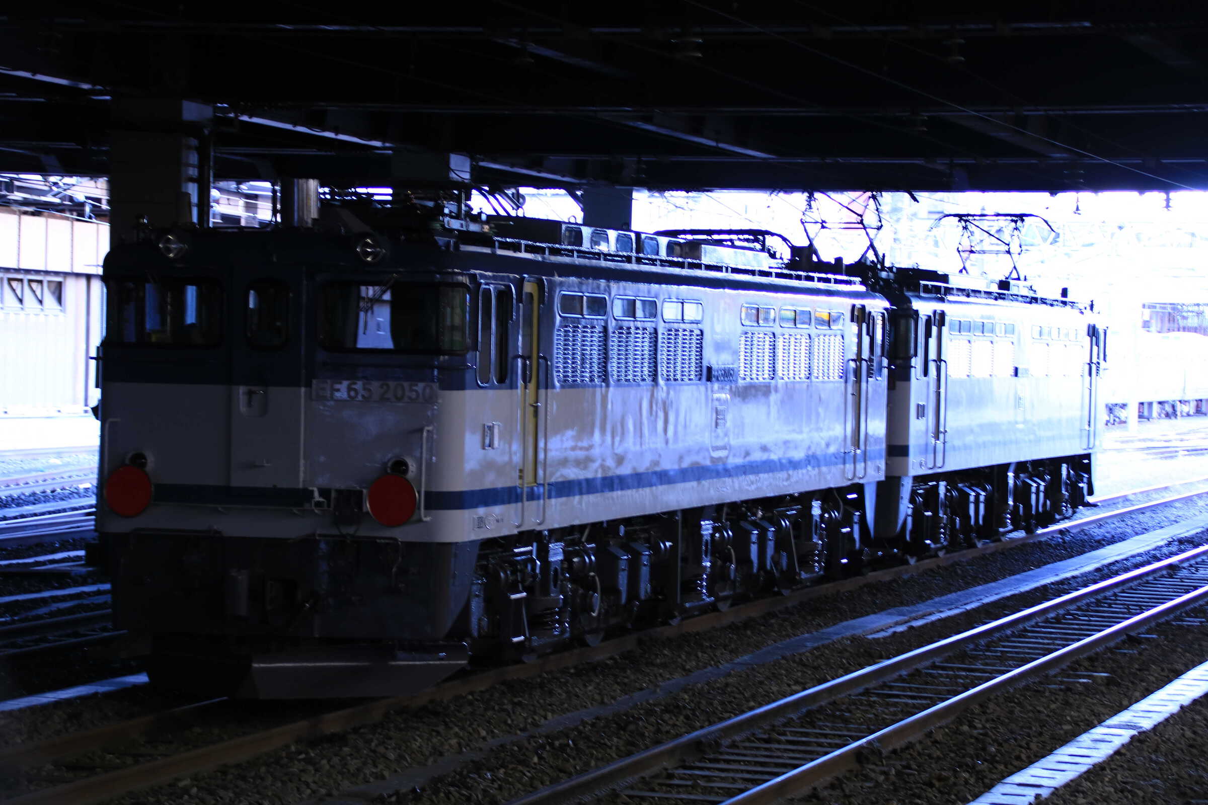 単8253列車(種別変更 : 貨物列車, 専貨A) OM出場 EF65-2090①[新]<臨A991>+EF65-2050②[新]